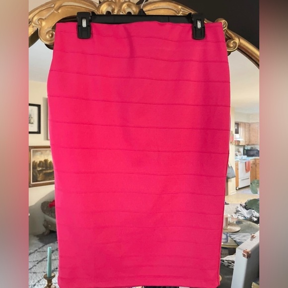 Dresses & Skirts - Olivia Blu Hot Pink Ribbed Tiered Pencil Skirt